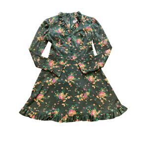 Vintage 60s Patricia Fair Mod Flower Power GoGo 70s flare paneled Mini Dress 7 S